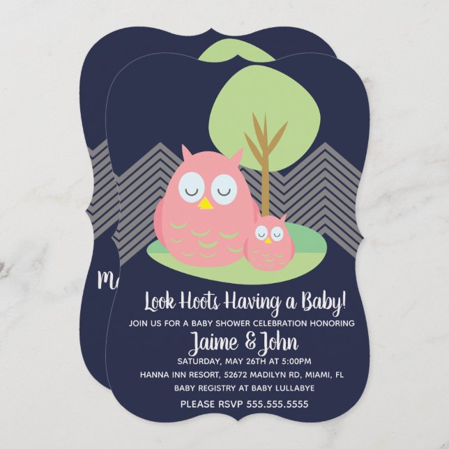 Modern Owl Baby Shower Hoot Invitation (Front/Back)