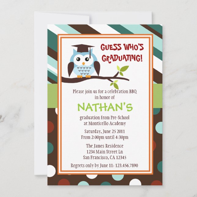 Modern Owl Graduate Invite (Front)