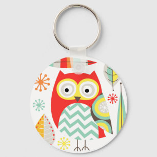 Modern Owls Key Ring