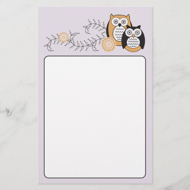 Modern Owls Stationery (Front)