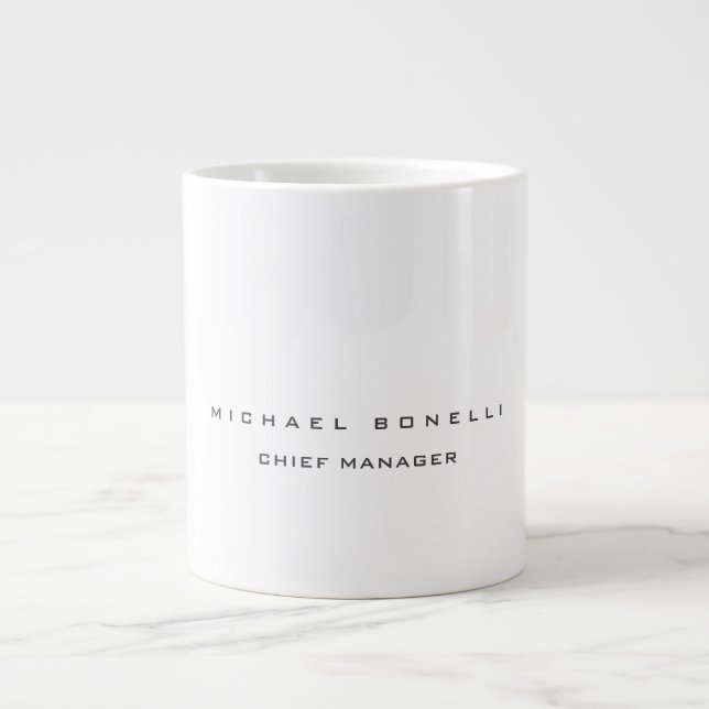 Modern Own Name Professional Minimalist Plain Large Coffee Mug (Front)