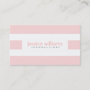 Modern Pail Pink Stripes Over White Business Card