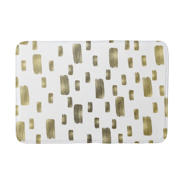 Modern Paint Brush Gold Copper Bronze Sparkle Bath Mat (Front)