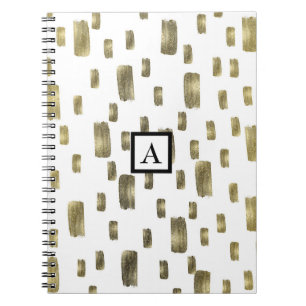 Modern Paint Brush Gold Copper Bronze Sparkle Notebook