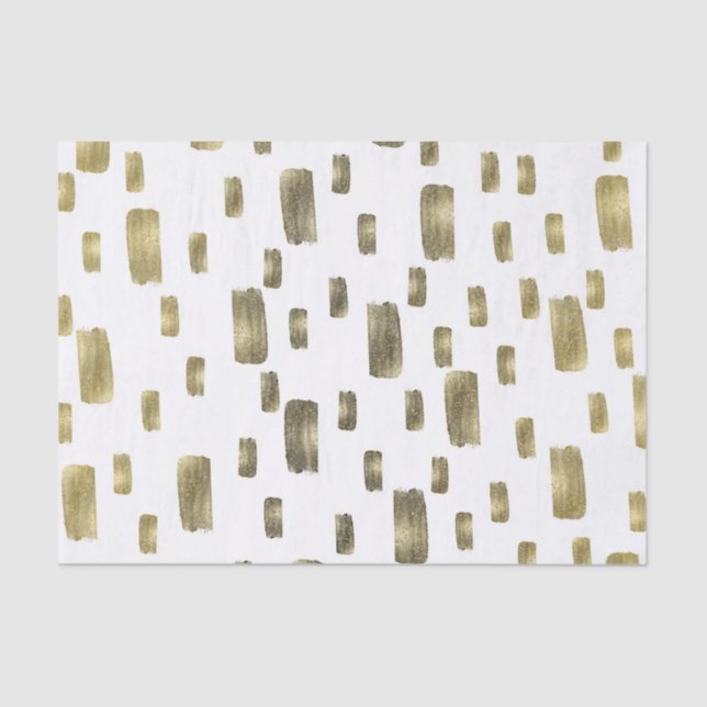 Modern Paint Brush Gold Copper Bronze Sparkle Tissue Paper (Front)