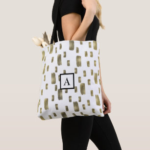 Modern Paint Brush Gold Copper Bronze Sparkle Tote Bag