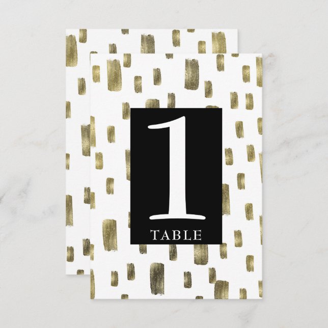 Modern Paint Brush Gold Copper Bronze Table Number (Front/Back)