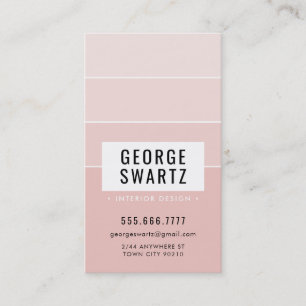 MODERN PAINT CHIP simple smart ombre blush pink Business Card