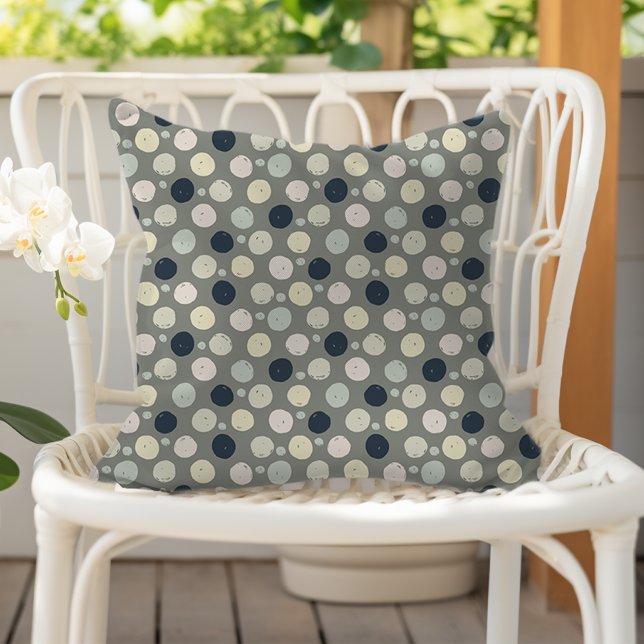 Modern Paint Dots Sage Green Navy Blue Pastel Cushion (Creator Uploaded)