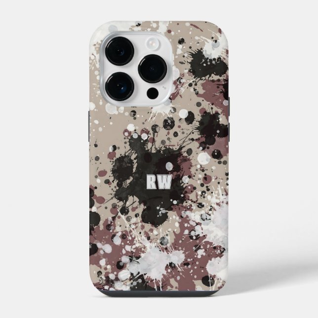 Modern paint splatter personalised  iPhone case (Back)