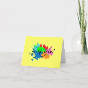 Modern Paint Splatter Thank You Note Card