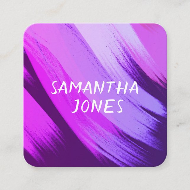 modern paint stroke abstract design purple square business card (Front)