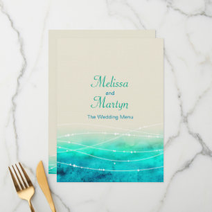 Modern painted abstact sparkle seas wedding menu