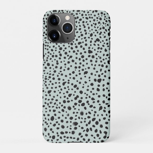 Modern Painted Dots Grey Blue Mint iPhone Case (Back)