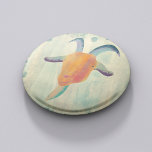 Modern Painted Goat Illustration 6 Cm Round Badge<br><div class="desc">Add some class to your outfit with this cool button. It features my artsy watercolor painted style illustration of a goat's head. This cute and colourful goat has horns and a beard and is shades of orange,  blue,  teal,  and purple. He's set against a coordinating paint splattered background.</div>