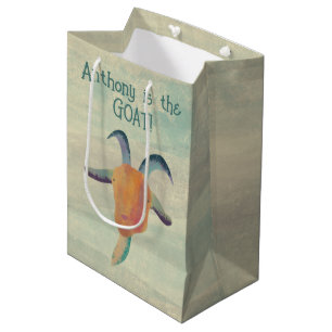 Modern Painted Goat Illustration Personalised Medium Gift Bag