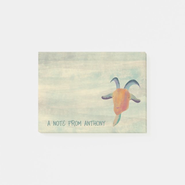 Modern Painted Goat Illustration Personalised Post-it Notes (Front)