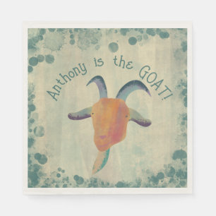Modern Painted Goat Illustration Personalized Napkin