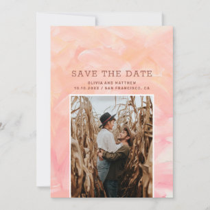 Modern painted pink blush brush strokes wedding save the date