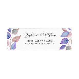 Modern Painted Purple Leaf Watercolor Foliage