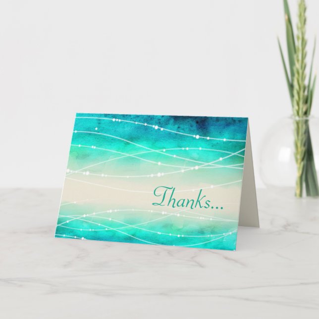 Modern painted sparkle sea photo thank you card (Front)