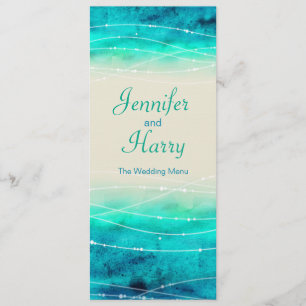Modern painted sparkle seas wedding menu