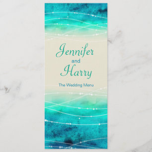 Modern painted sparkle seas wedding menu