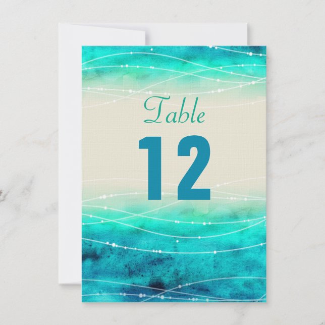 Modern painted sparkle seas wedding table numbers (Front)