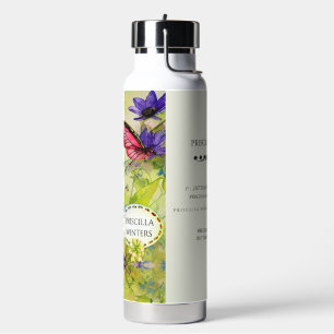 Modern Painted Watercolor Frog with Guitar Water Bottle