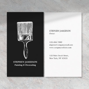 Modern Painter & Decorator Minimal Black White Business Card