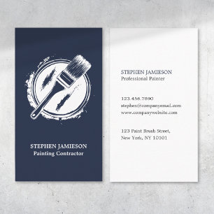 Modern Painter & Decorator Navy Blue White Business Card