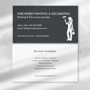 Modern Painter & Decorator Tradeswoman Grey White Business Card