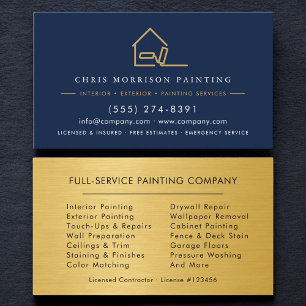 Modern Painter Painting Metallic Gold Business Card