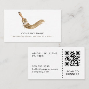 Modern Painter QR Code Paintbrush Business Card