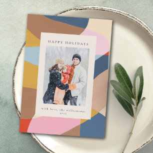 Modern Painterly Abstract Colourful Christmas Phot Holiday Card