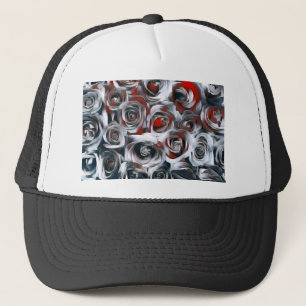 Modern Painting Black White Silver and Red Roses Trucker Hat