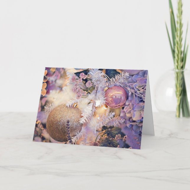 Modern Painting Christmas Tree Purple Decorations Card (Front)