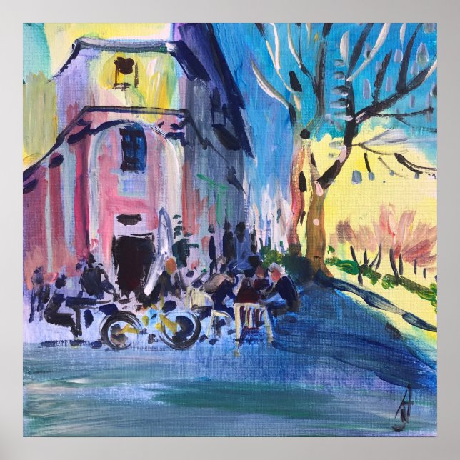 Modern painting city cafe poster (Front)