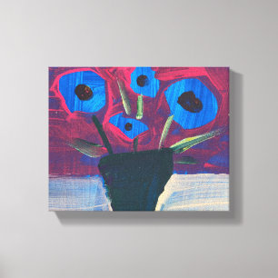 Modern painting, flowers in the vase canvas print