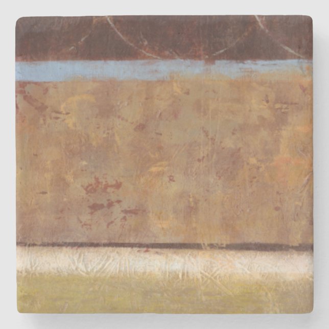 Modern Painting in Earth Tones by Norman Wyatt Stone Coaster (Front)