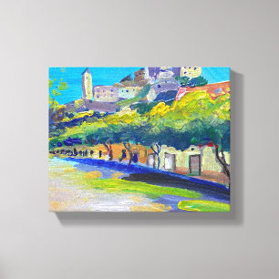 Modern painting , landscape , trenčin city canvas print