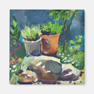 Modern painting summer flowers magnet