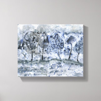 Modern painting, winter forest canvas print
