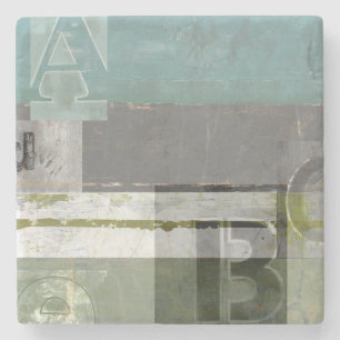 Modern Painting with Assorted Letters Stone Coaster
