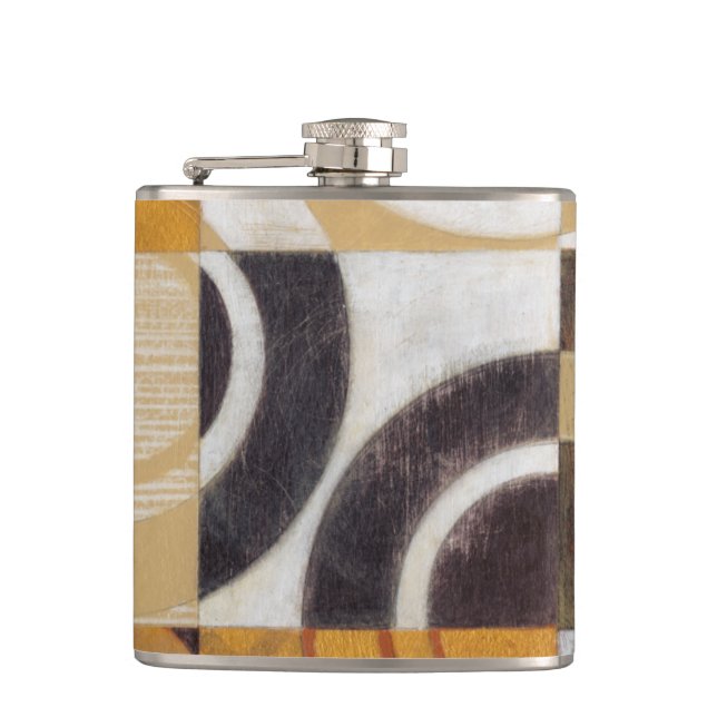 Modern Painting with Circular Patterns Hip Flask (Front)
