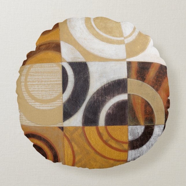 Modern Painting with Circular Patterns Round Cushion (Front)