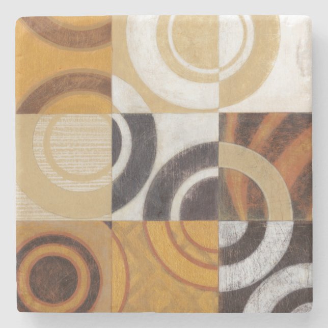 Modern Painting with Circular Patterns Stone Coaster (Front)