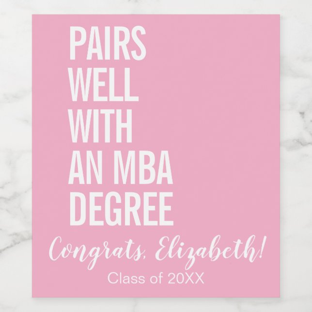 Modern Pairs Well With An MBA Degree Graduation Wine Label (Single Label)
