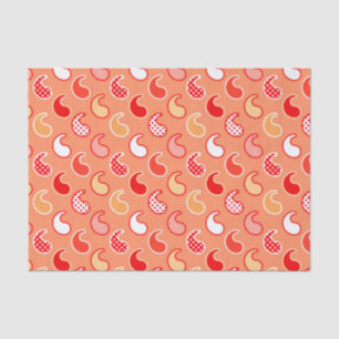 Modern Paisley pattern, Coral Orange and White Tissue Paper