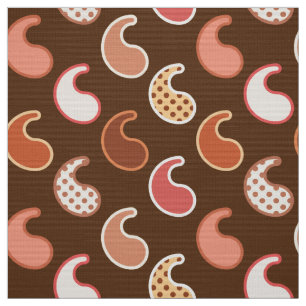 Modern Paisley pattern, Earth Tones, Cocoa Brown Fabric